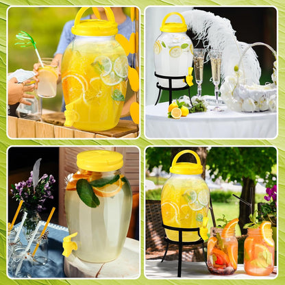 Havawish 2 Pack 1.16 Gallon Drink Beverage Dispenser with Stand for Parties Plastic Water Lemonade Juice Dispenser with Spigot and Lid for Countertop Weddings(Gold)