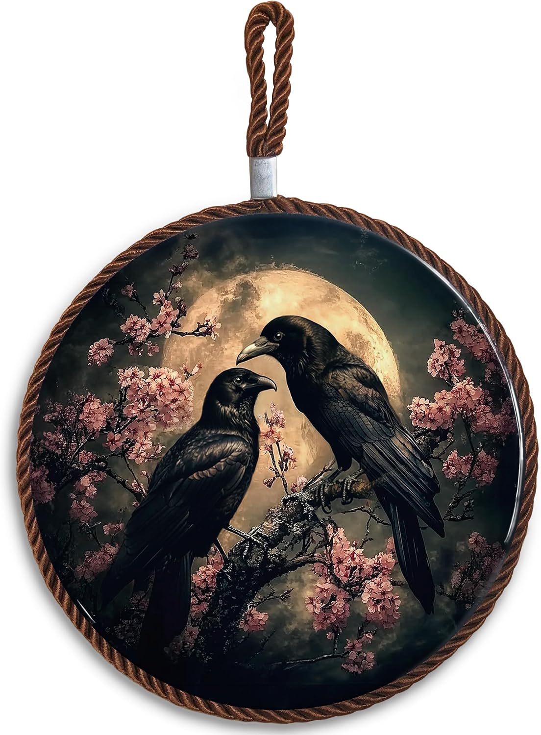 Moody Gothic Raven Floral Ceramic Trivets for Hot Dishes