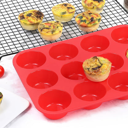 CAKETIME Silicone Muffin Pan Cupcake Pan Set - Mini 24 Cups and Regular 12 Cups Muffin Tin, Nonstick Food Grade Molds with 12 Baking Cups