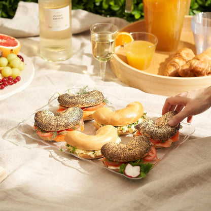 MATANA 6 Pack 13x9 Clear Plastic Serving Trays and Platters, Rectangle Large for Party, Reusable & Disposable for Food, Desserts, Cookie, Appetizers