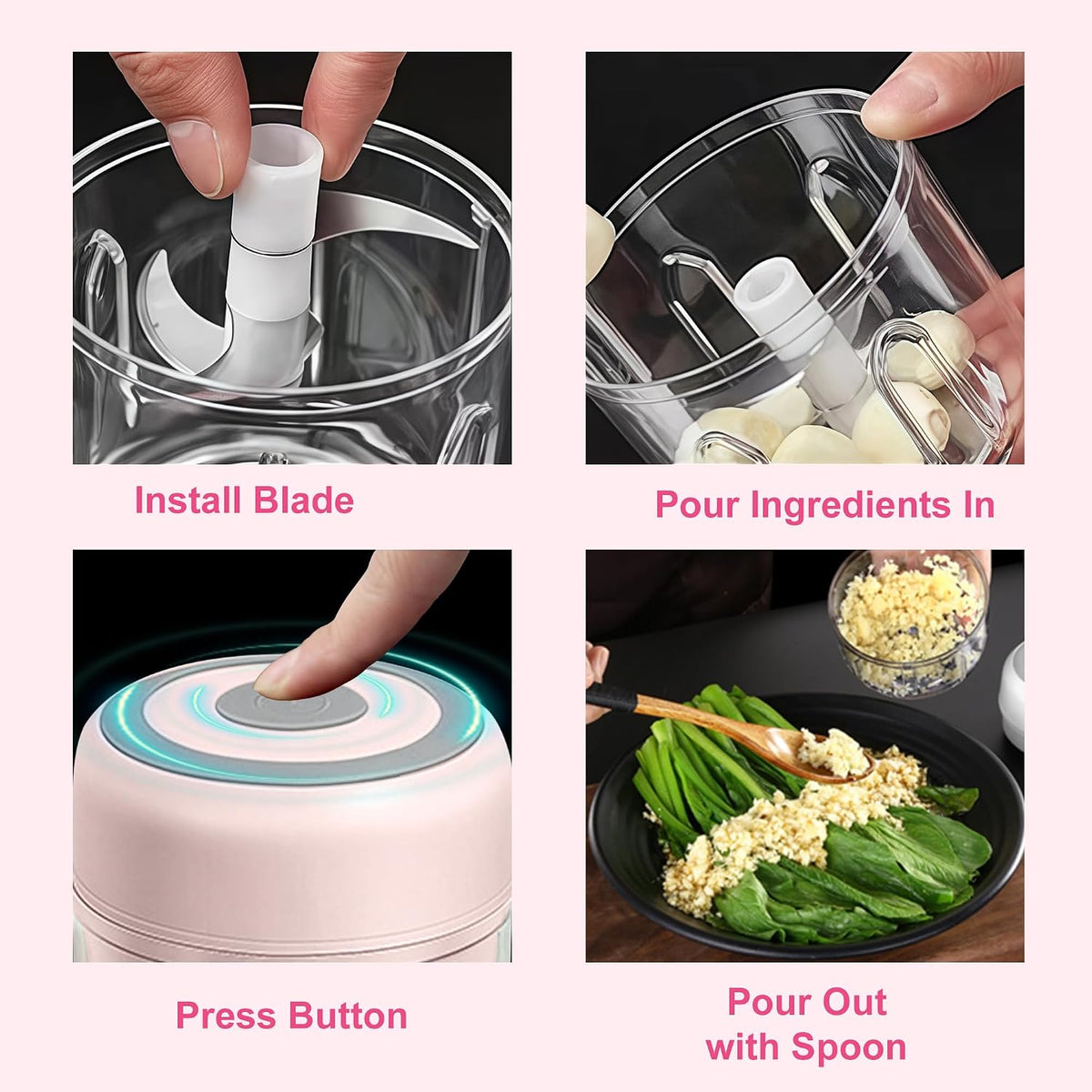 Electric Mini Garlic Mincer, 100ML USB Vegetable Onion Chopper