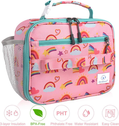 Genteen Lunch Box Kids, Insulated Lunch Bag Kids Boys Girls Back to School, Soft Lunch Box for Men Reusable Lunchbox for Office,Outdoor,School (Black)