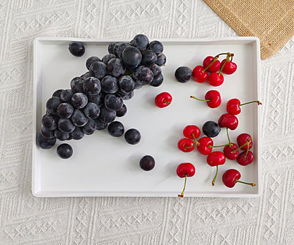White Serving Tray (13.5 x 9.6 inch) for Serving Accessory, Elegant & Stackable Plastic Tray for Spa, Coffee, Drinks, Tea, Bar, Party, Seasoning, Perfume and Display Use.