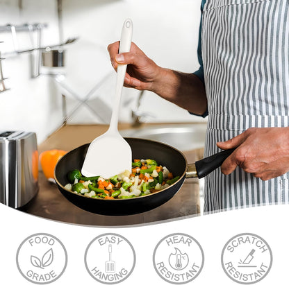 E-far Silicone Cooking Spoon Set of 2, Heat Resistant Kitchen Spoons Utensils Nonstick Mixing Spoon for Baking Stirring Serving, Non-Toxic & Dishwasher Safe (Black)