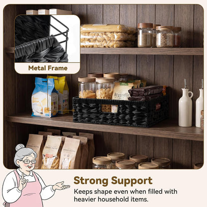 GRANNY SAYS Wicker Storage Baskets for Shelves, Water Hyacinth Basket with Scalloped Edge, Storage Wicker Baskets for Pantry, Large, 2-Pack