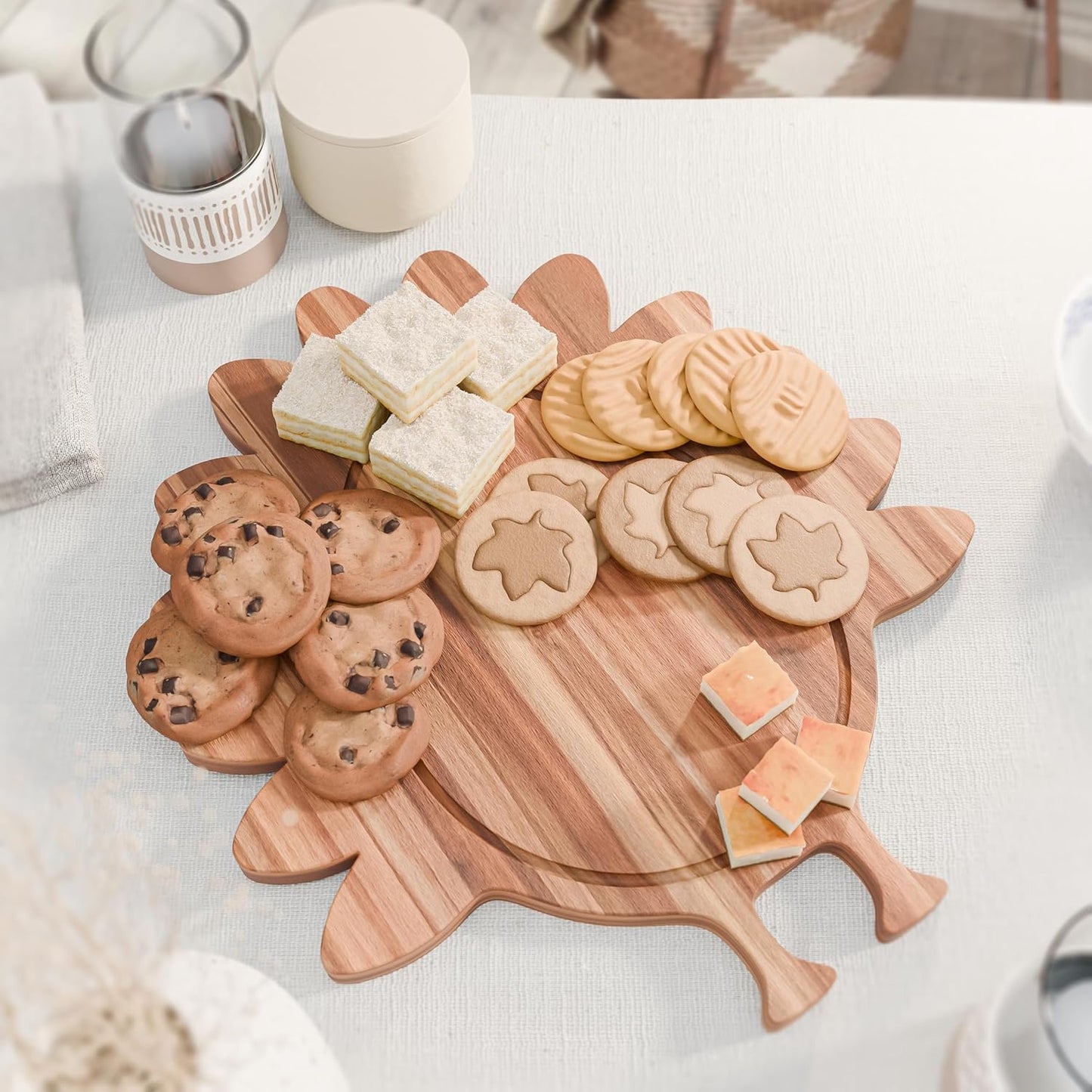 New – Reindeer Charcuterie Board – Acacia Wood Christmas Cutting Board (17x13in) Holiday Serving Tray, Winter Cheese Board, Wooden Christmas Platter & Kitchen Decor Gift for Festive Entertaining
