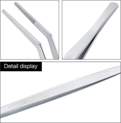 MSY BIGSUNNY Professional Chef Kitchen Cooking Precision Tweezers Culinary Curved Tip Tongs for Baking Decorating (1, 9.5")