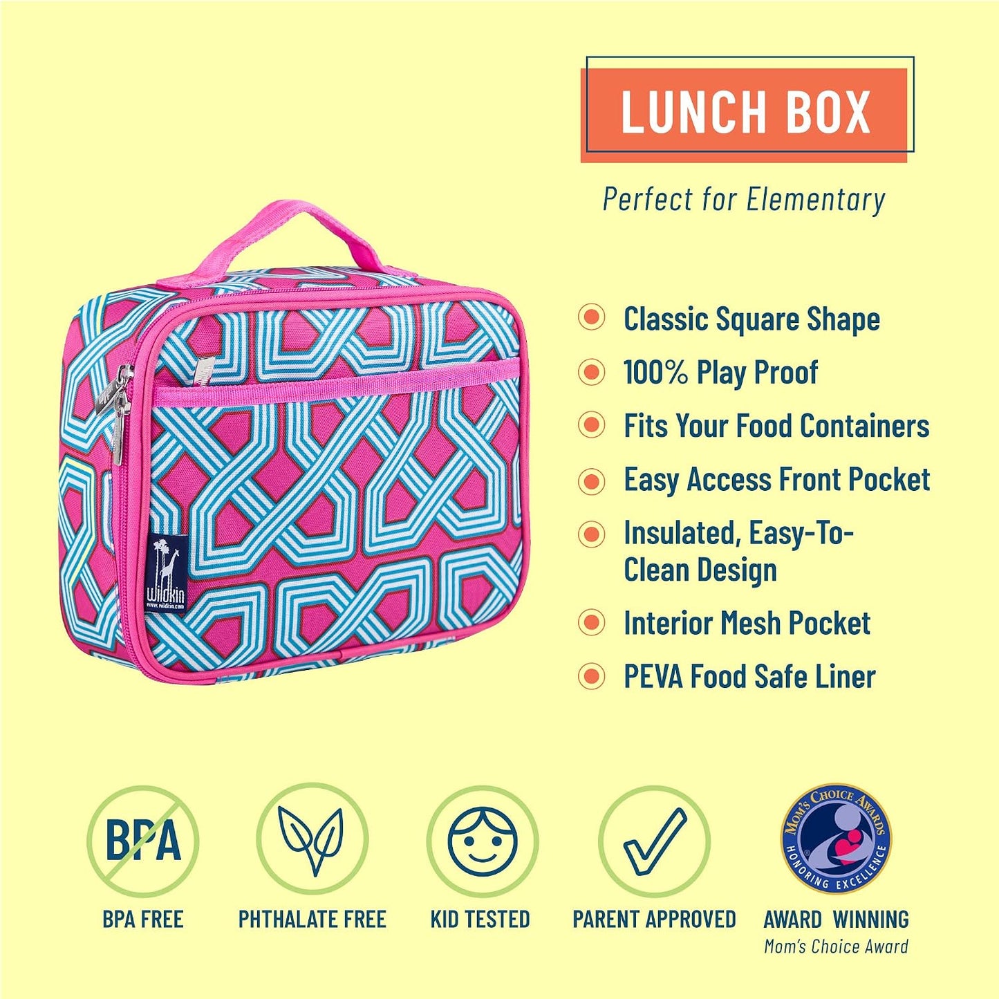 Wildkin Kids Insulated Lunch Box, Keeps Food Hot or Cold, BPA-Free with Mesh Pockets & Easy-Clean Lining – Ideal for School, Travel & Daycare – Holographic