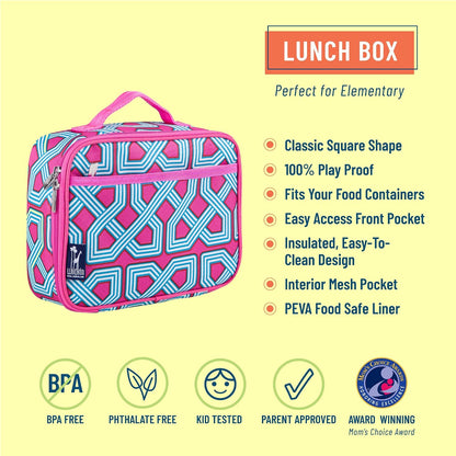 Wildkin Kids Insulated Lunch Box, Keeps Food Hot or Cold, BPA-Free with Mesh Pockets & Easy-Clean Lining – Ideal for School, Travel & Daycare – Holographic