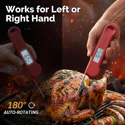 0.5 Sec Instant Read Meat Thermometer Digital for Outdoor Fryer, Black