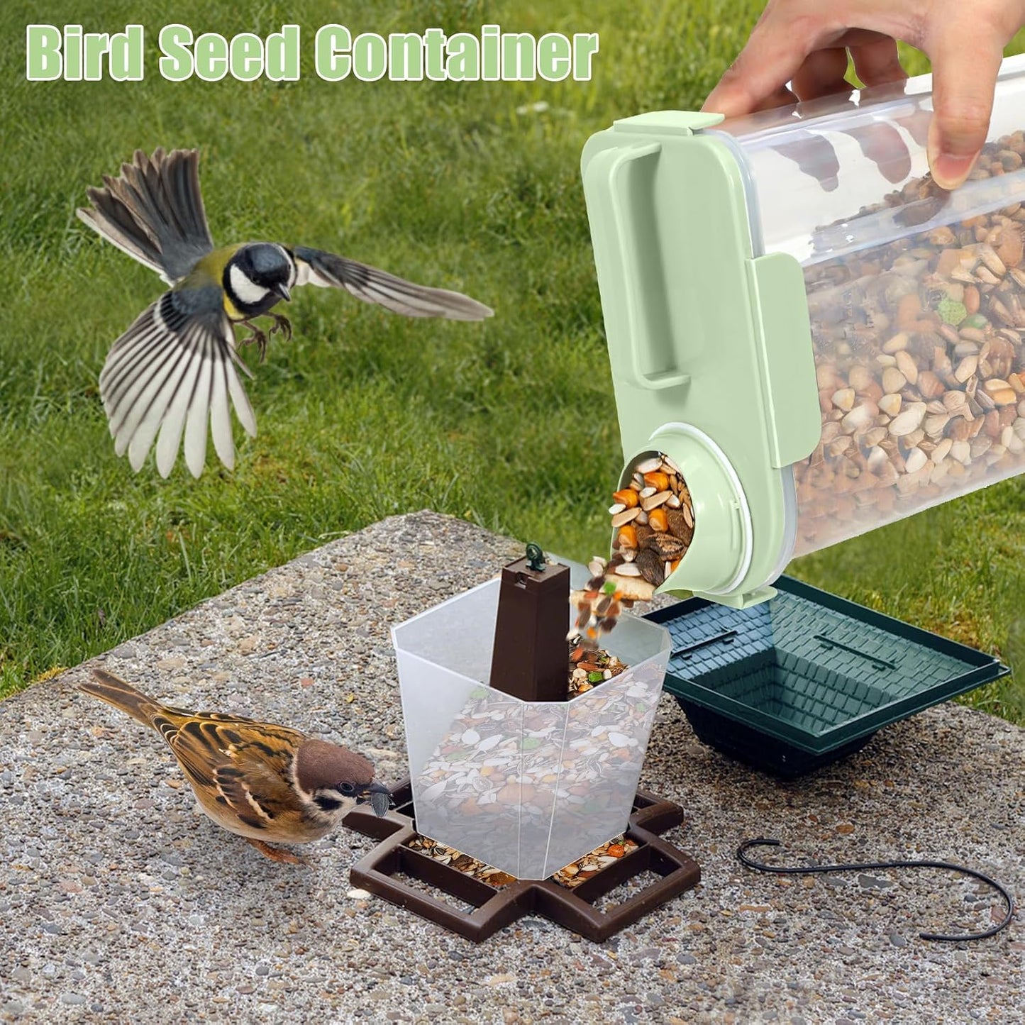 TBMAXS 2 Pack 3 Lbs Dog Cat Food Storage Containers for Travel, Portable Pet Food Storage Container, Easy-Pouring Bird Seed Dispenser, Airtight Rice Cereal Oatmeal Flour Holder -Beige