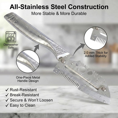 7-in-1 Stainless Steel Vegetable Peeler Shredder, Multi Function Julienne Peeler for Kitchen, Potato Peeler with Scallion Shredder, Herb Stripper, Fish Scaler, Bottle Opener