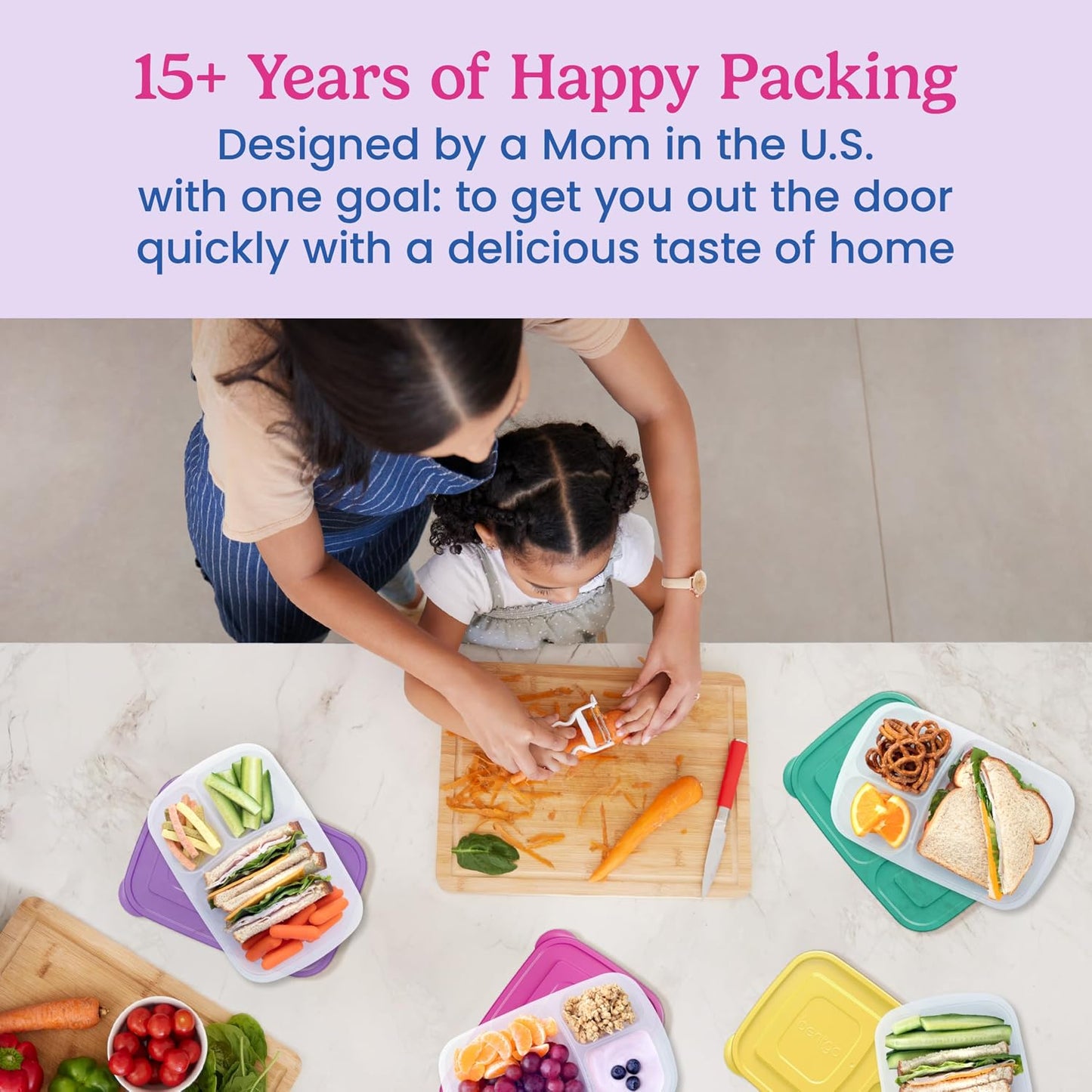 Bentgo Easyboxes - Original Stackable Lunch Boxes - Reusable 3-Compartment Food Containers for Kids and Adults - Bento Lunch Box for Meal Prep, School, & Work - BPA Free, Set of 4 (Earth Tones)