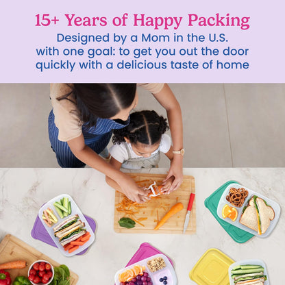 Bentgo Easyboxes - Original Stackable Lunch Boxes - Reusable 3-Compartment Food Containers for Kids and Adults - Bento Lunch Box for Meal Prep, School, & Work - BPA Free, Set of 4 (Earth Tones)