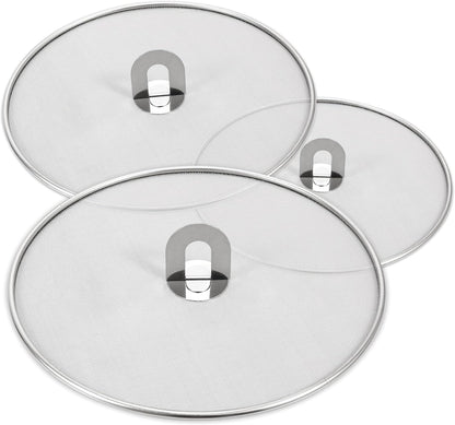 Splatter Screen for Kitchen, Stainless Steel Fine Mesh Splatter Screen for Frying Pan, 10, 13 Inch Grease Splatter Guard with Fold Flat Knob