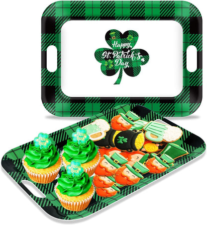 2Pcs Winter Serving Trays 16.1 x 11.1 Inch Large Melamine Christmas Trays Platters with Handles Rectangular Snowflake Melamine Dish for Serving Food Outdoor Dinner Dessert Plates Party Decorations