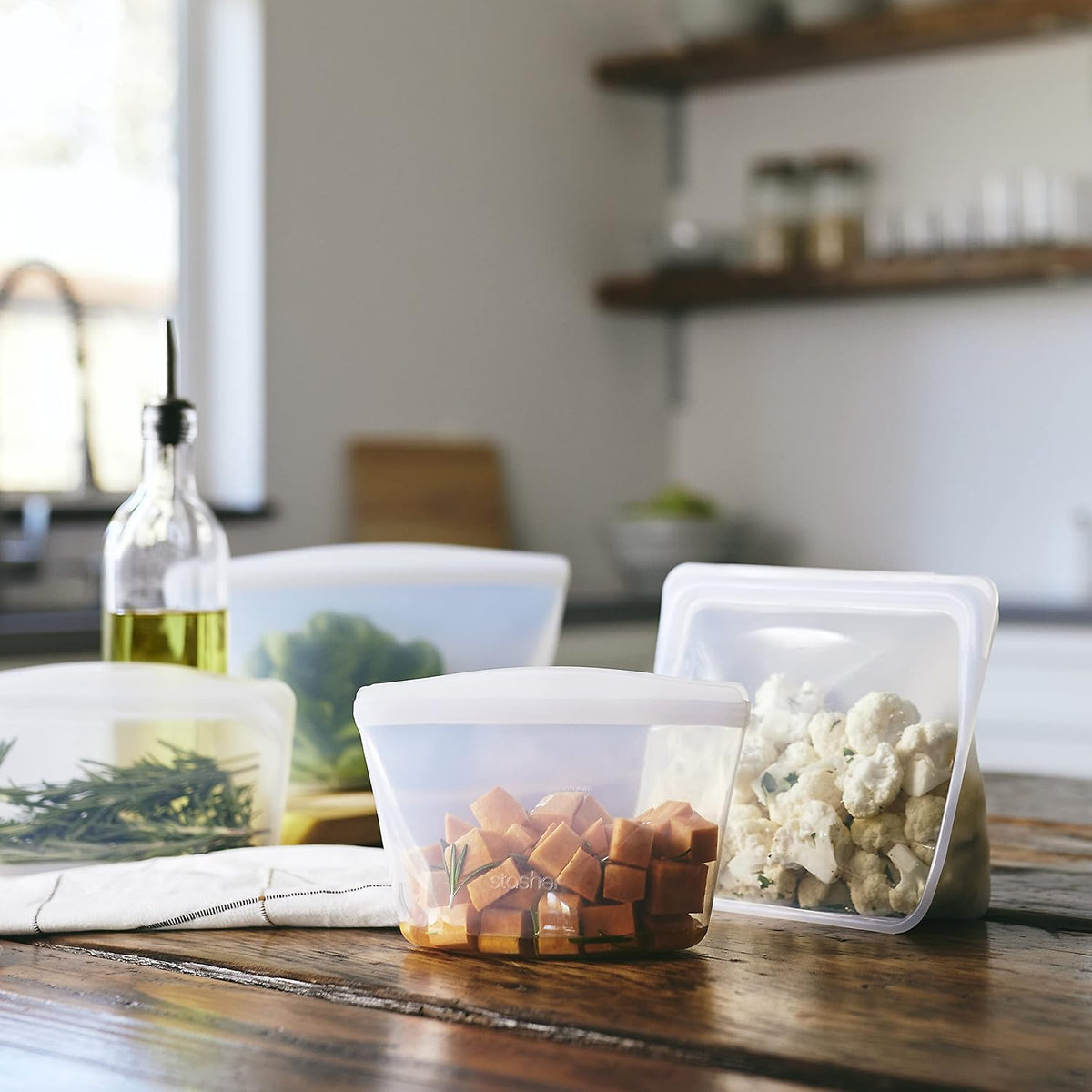 Stasher Premium Reusable Silicone Food Storage Bags, 2-Pack, Clear