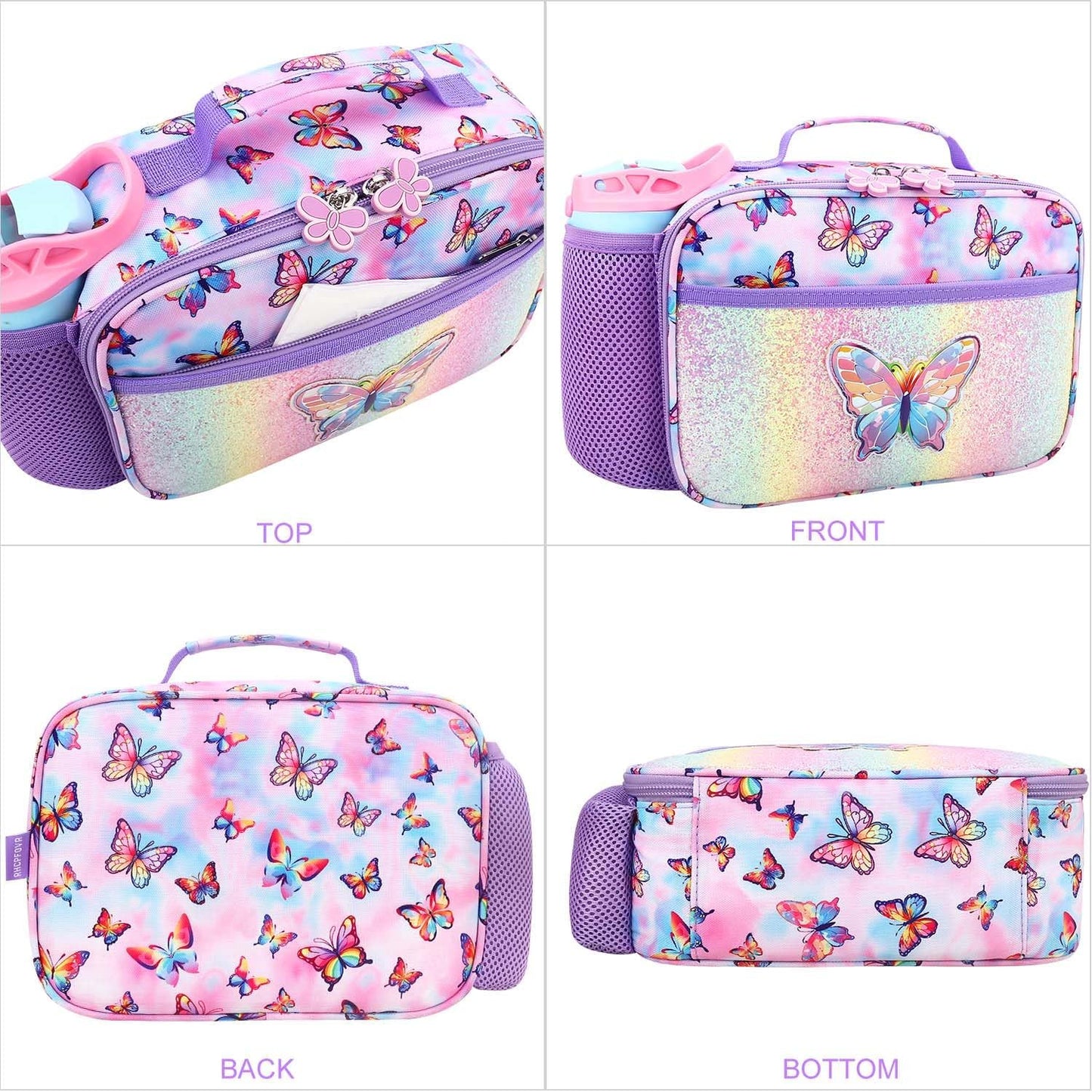 RHCPFOVR Kids Lunch Bag - Insulated Lunch Box for Boys Girls,Washable Lunch Bag and Reusable Toddler Leak-proof Lunchbox for School and Daycare - Colors B
