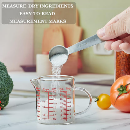 Ackers BORO3.3 Measure Glass -[Insulated handle | V-Shaped Spout]-Made of High Borosilicate Glass Measuring for Kitchen or Restaurant, Easy to Read, 60 ML (2 Oz) 丨(2 Pack)