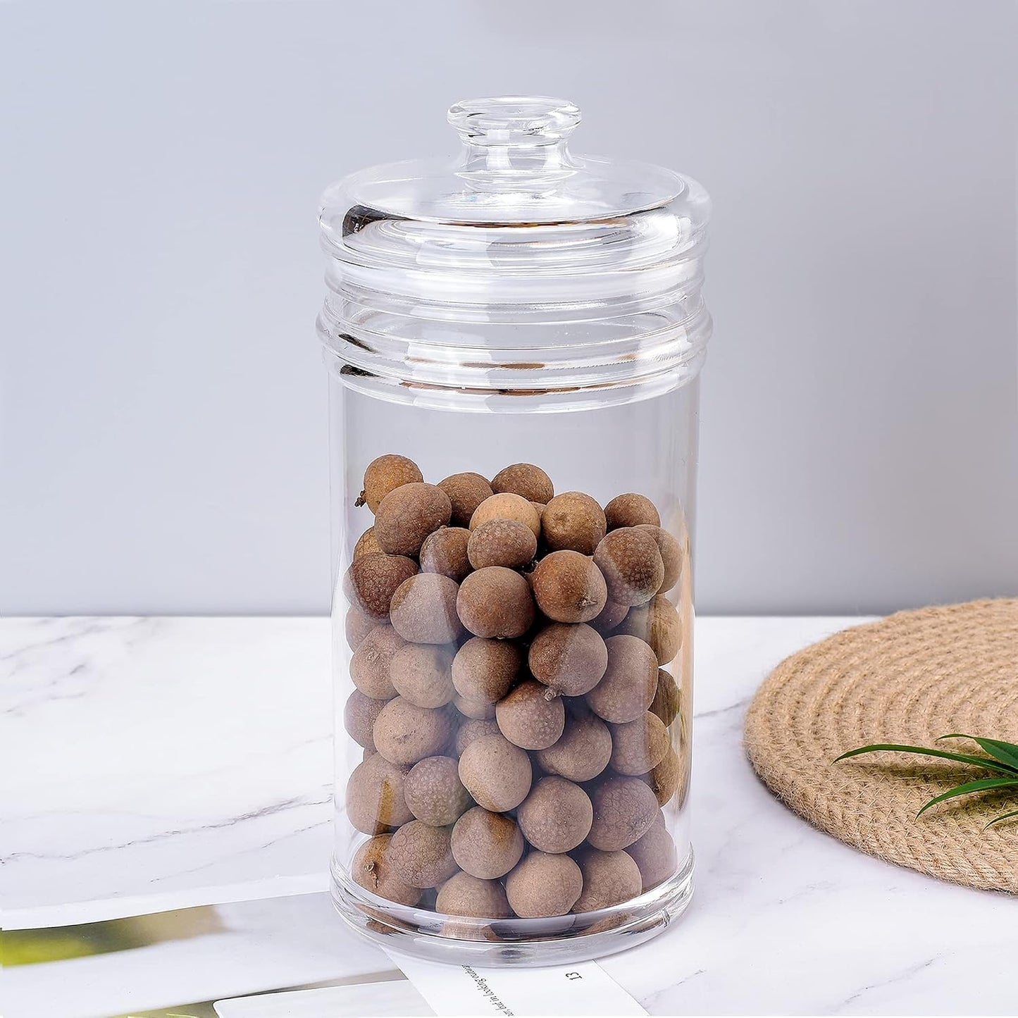 64 oz Reinforced Large Acrylic Canister with Locking Clamp, Airtight Flip Jar | Food Storage Container for Flour, Sugar, Coffee, Candy, Cookie etc