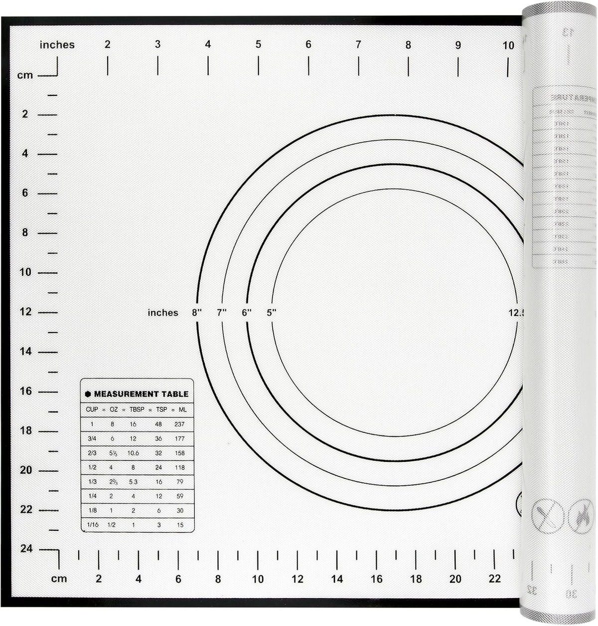 Yansumi silicone pastry non stick baking mat with measurement fondant mat with three sizes for silicone baking mat, counter mat, dough rolling mat,fondant/pie crust mat (Red, 16"L x 12"W)