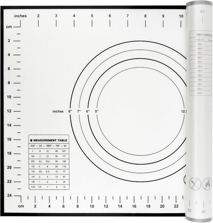 Yansumi silicone pastry non stick baking mat with measurement fondant mat with three sizes for silicone baking mat, counter mat, dough rolling mat,fondant/pie crust mat (Red, 16"L x 12"W)