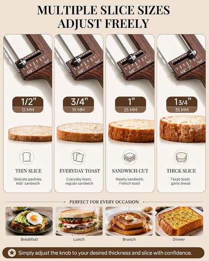 Adjustable Bread Knife, Ambidextrous Design Bread Slicer for Homemade Bread