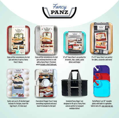 Fancy Panz Red Premium Aluminum Foil Pan Carrier with Secure Latch Lid - Reusable Casserole Carrier for Half Size Pans - Food Transport Holder for Potlucks, Parties, Tailgates & Entertaining