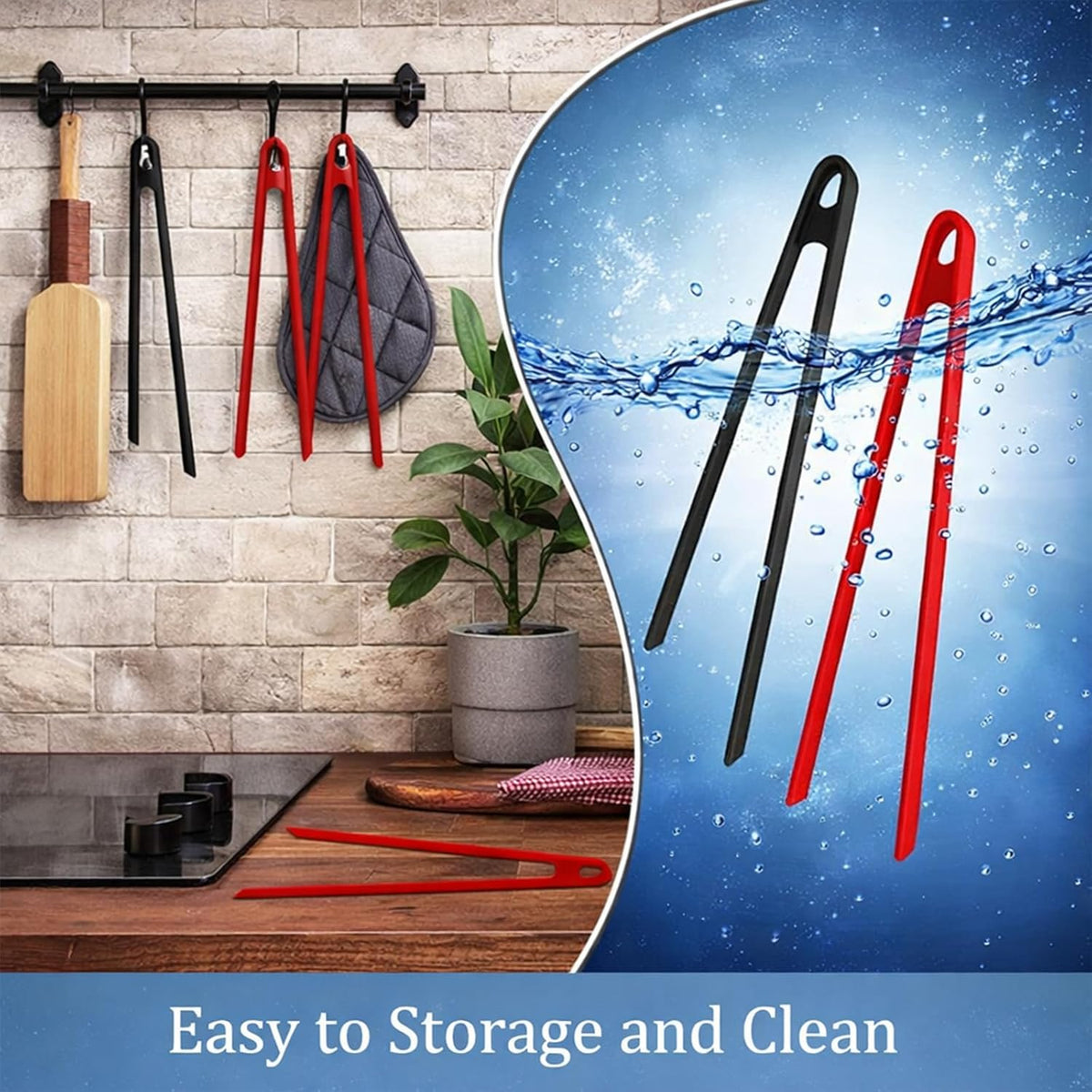 4 Pcs Silicone Trivet Tongs for Cooking,11.8In Long & 5.51In Short Silicone Tongs for Cooking, Long or Short Non-stick Heat Resistant Barbecue Grilling Tool for Toaster Pan Fried Steak Food BBQ