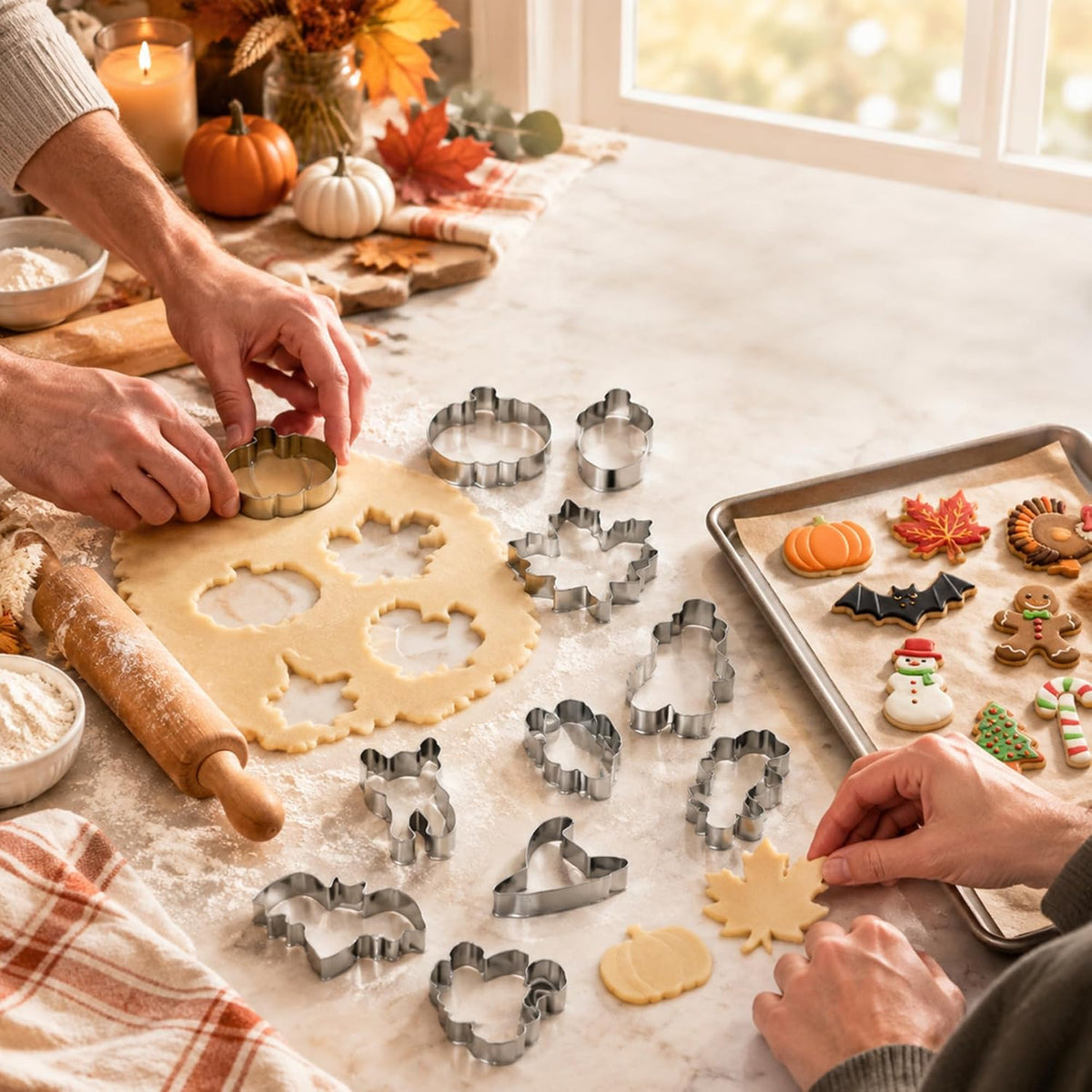 Layhit 15 Pcs Fall Holiday Cookie Cutters Set, Halloween Thanksgiving
