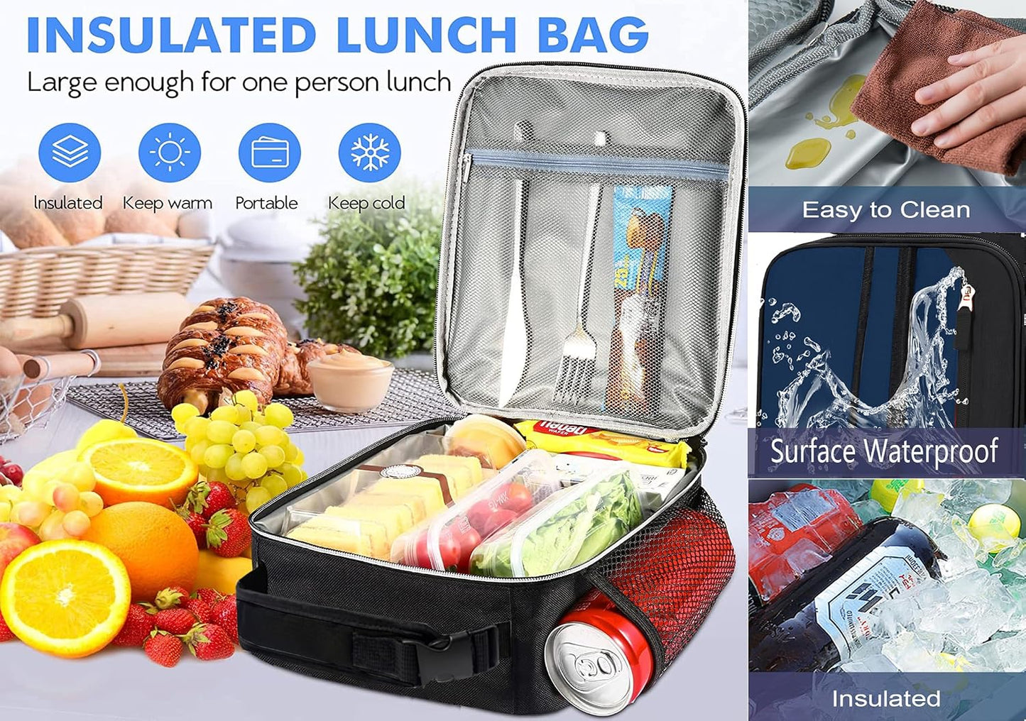 Lunch Box Insulated Lunch bag for Men Teen Kids Boys Adult Portable Stylish Small Lunchbox Special Design for Working Office school Picnic