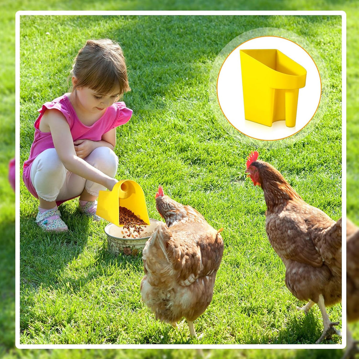 FillTouch 8 Pcs Feed Scoop 2 Qt Plastic Enclosed Heavy Duty Stackable Feed Scoop for Bird Horse Chicken Livestock Animal Ranchers Homesteaders Farmers(Yellow)