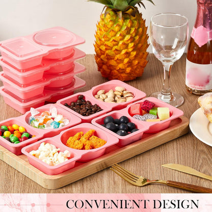 Blushtier 10 Pcs Pack Snack Containers with Lids, 5 oz Double Compartment Plastic Food Containers, Portable Divided Snack Cups for School, Office, Meal Prep, Sauces, Dips, On-the-go Camping (Clear)
