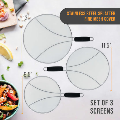 grease splatter guard,Kitchen Supply,Splatter Guard for Frying Pan & Food Strainer and Universal Cookware,stainless steel kitchenware,splash guard for Cooking with Comfort Grip Handles (1pcs-13 in)