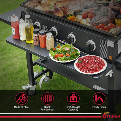 Upgraded Grill Table for Weber Kettle 22"/18"/26", Master Touch 22", Smokey Mountain, Recteq Pellet Grill RT-B380, Prep Station with Cutting Board, Basin, 4 Hooks, Shelf for Weber Kettle Accessories