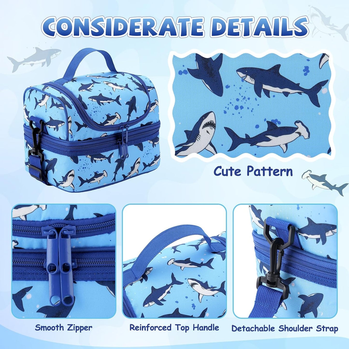 Lunch Bag for Girls,ChaseChic Insulated Lightweight Lunch Boxes for Kids Boys Dual Compartment Lunch Organizer Leak-Proof Cooler Bag with Detachable Adjustable Shoulder Strap,Purple Butterflies