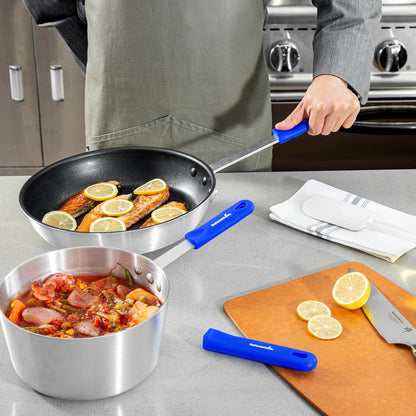 Restaurantware Silicone Pan Handle Cover Set 1-Count Heat-Resistant Removable Pan Handle Grips, Ergonomic Non-Slip Green Handle Protectors for Fry Pans and Sauce Pans