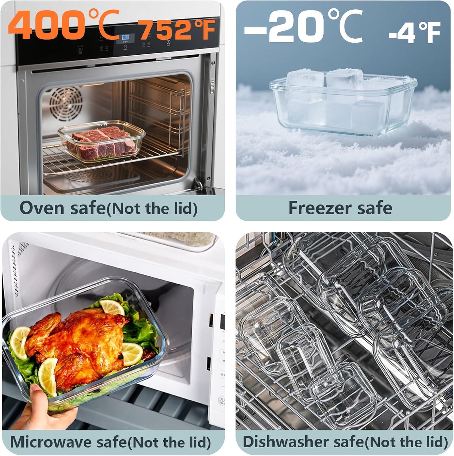 12 Pack Glass Food Storage Container Set with Lids Non Toxic, Stackable Borosilicate Glass Meal Prep Containers, Microwave, Oven, Freezer and Dishwasher Safe (Gray)