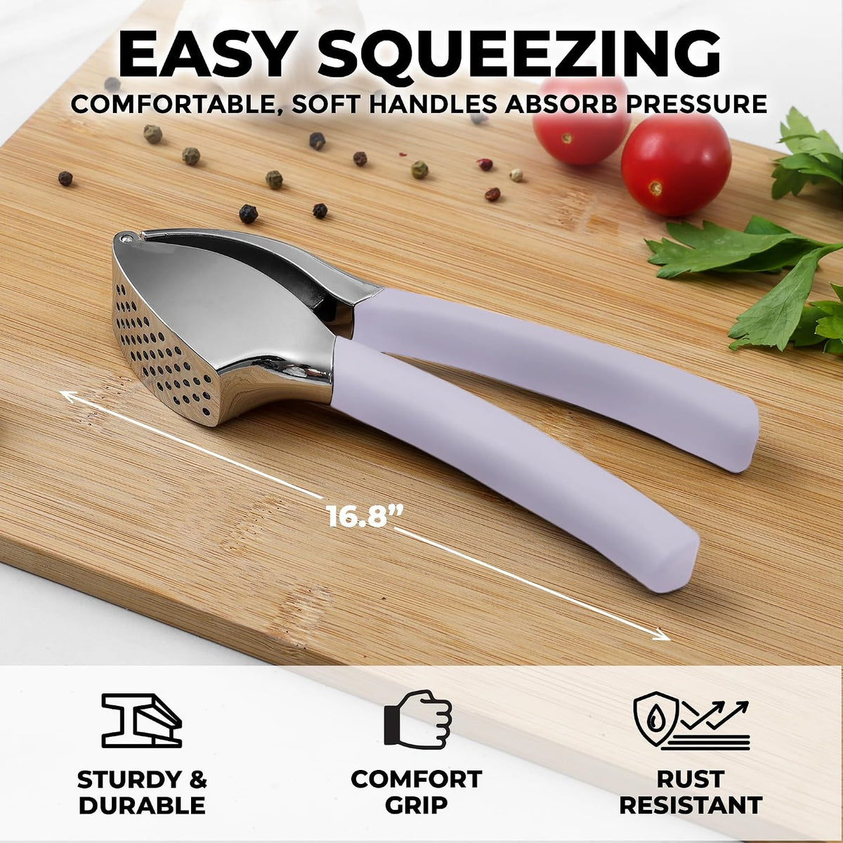 Zulay Kitchen Metal Comfort Grip Garlic Press