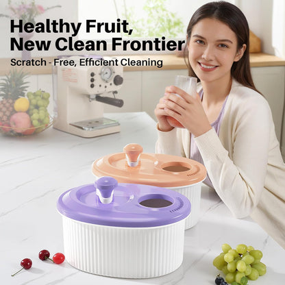 JOYMOOP Fruit Washer and Spinner with Brush, Large Cleaning Bowl for Fruits, Vegetables and Salad, Produce Scrubber
