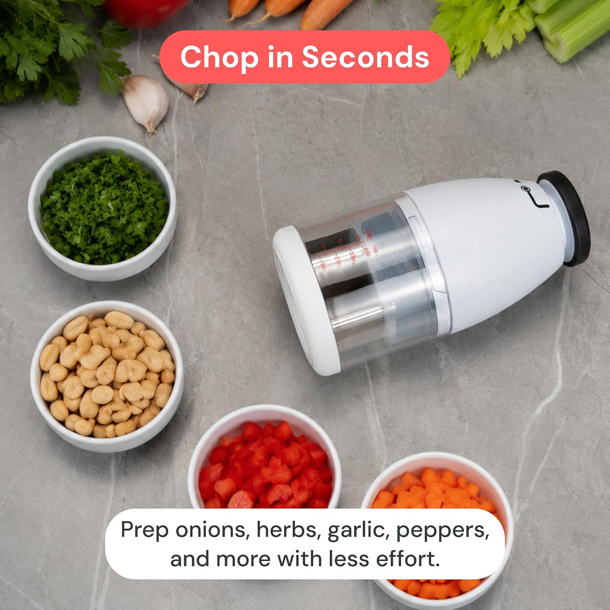 Fullstar Hand Chopper, Manual Vegetable & Onion Chopper, 1 Cup Container