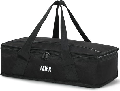 MIER Insulated Casserole Carrier for Hot or Cold Food Thermal Food Carrier Bag for Lasagna Potluck Parties Picnic Cookouts, Fits 9"x13" Baking Dish/Foil Pan, Red