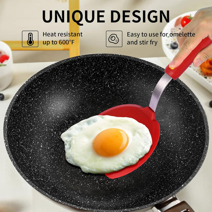 Silicone Spatula Turner Set Large And Thin Flipper Spatulas Heat Resistant 600 ° F Slotted Flexible Turner Cooking Utensils For Nonstick Cookware Egg,Pancake,Fish,Omelette,Hamburger (3 Pack)