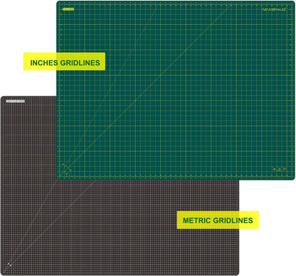NEWBRAUG 36'' × 48'' Large Self Healing Cutting Double Sided 5-Ply Mat, Big Cutting Board for Rotary Cutting, Quilting, Sewing, Craft, Fabric & Scrapbooking(Green/Black)