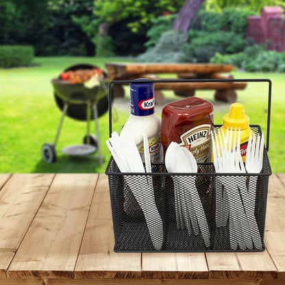 Sorbus® Utensil Caddy — Silverware, Napkin Holder, and Condiment Organizer — Multi-Purpose Steel Mesh Caddy—Ideal for Kitchen, Dining, Entertaining, Tailgating, Picnics, and much more (White)
