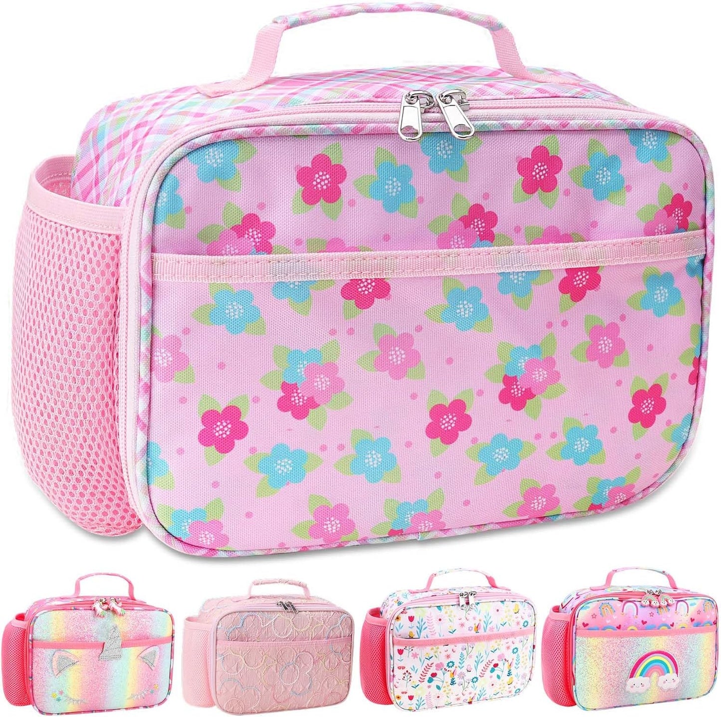 RHCPFOVR Kids Lunch Bag - Insulated Lunch Box for Boys Girls,Washable Lunch Bag and Reusable Toddler Leak-proof Lunchbox for School and Daycare - Colors A