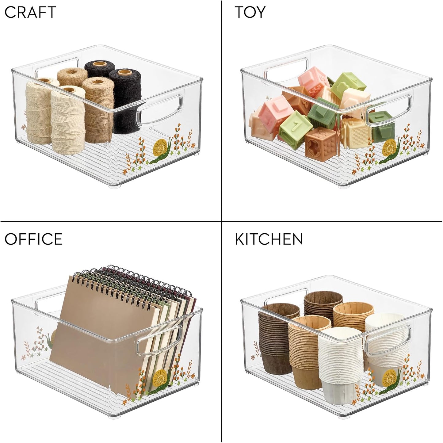 iDesign Stackable Clear Plastic Bin - Kitchen Organizers and Storage for Fridge and Pantry, 2-Pack