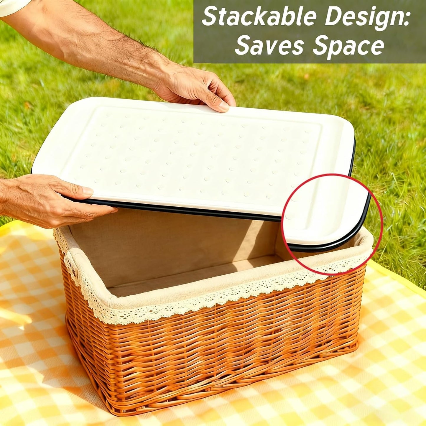 17 Inch Grilling Prep & Serve Trays with Non-Slip Base, Extra Thick,Warp-Resistant BBQ Platter Set for Cooking, Backyard Parties,Camping,Tailgating,Melamine Serving Trays for Food Prep,Red & Black