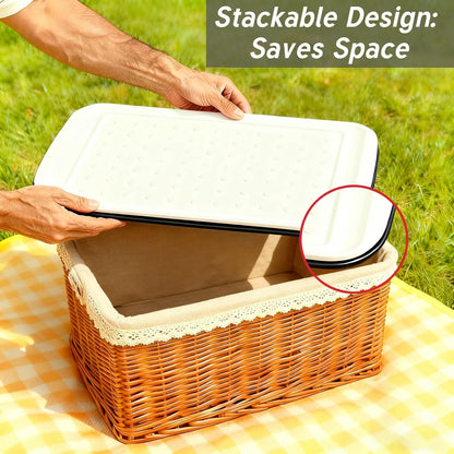 17 Inch Grilling Prep & Serve Trays with Non-Slip Base, Extra Thick,Warp-Resistant BBQ Platter Set for Cooking, Backyard Parties,Camping,Tailgating,Melamine Serving Trays for Food Prep,Red & Black
