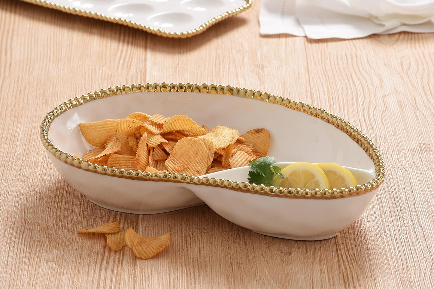 Pampa Bay Titanium-Plated Porcelain 2 Section Serving Piece